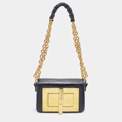 Tom Ford Black Lizard Natalia Chain Shoulder Bag