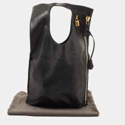 Pre Owned Tom Ford Black Leather Large Fold Over Alix Bag