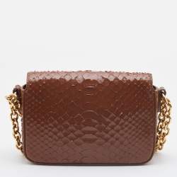 Tom Ford Brown Python Natalia Chain Shoulder Bag