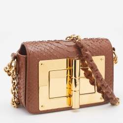 Tom Ford Brown Python Natalia Chain Shoulder Bag
