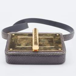 Pre Owned Tom Ford Olive Green Watersnake Leather Mini Natalia Crossbody Bag