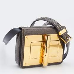 Pre Owned Tom Ford Olive Green Watersnake Leather Mini Natalia Crossbody Bag