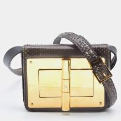 Pre Owned Tom Ford Olive Green Watersnake Leather Mini Natalia Crossbody Bag