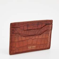 Tom Ford Brown Crocodile Card Holder