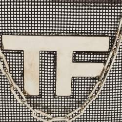 Pre Owned Tom Ford Silver/Black Textured Suede Icon Disco Crossbody Bag
