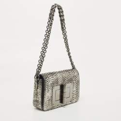Pre Owned Tom Ford Black/Silver Python Medium Natalia Shoulder Bag