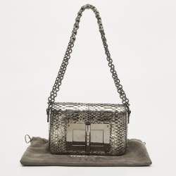 Pre Owned Tom Ford Black/Silver Python Medium Natalia Shoulder Bag