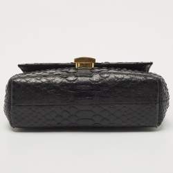Pre Owned Tom Ford Black Python Small Leonica Padlock Shoulder Bag