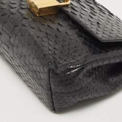 Pre Owned Tom Ford Black Python Small Leonica Padlock Shoulder Bag