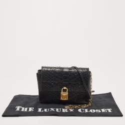 Pre Owned Tom Ford Black Python Small Leonica Padlock Shoulder Bag