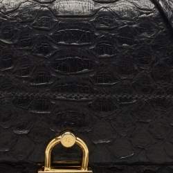 Pre Owned Tom Ford Black Python Small Leonica Padlock Shoulder Bag