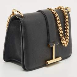 Pre Owned Tom Ford Black Leather Tara Chain Shoulder Bag