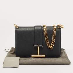 Pre Owned Tom Ford Black Leather Tara Chain Shoulder Bag