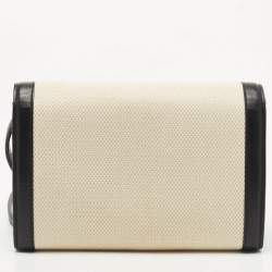 Tom Ford Black/Beige Logo Print Canvas and Leather Flap Wallet on Strap