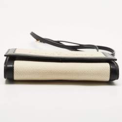Tom Ford Black/Beige Logo Print Canvas and Leather Flap Wallet on Strap