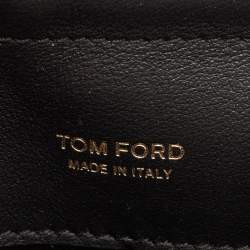 Tom Ford Black/Beige Logo Print Canvas and Leather Flap Wallet on Strap
