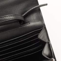 Tom Ford Black/Beige Logo Print Canvas and Leather Flap Wallet on Strap