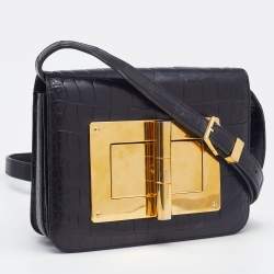 Pre Owned Tom Ford Black Alligator Small Natalia Crossbody Bag