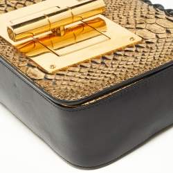 Pre Owned Tom Ford Gold Python and Leather Medium Natalia Chain Shoulder Bag