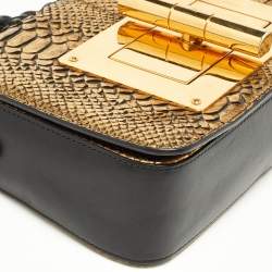 Pre Owned Tom Ford Gold Python and Leather Medium Natalia Chain Shoulder Bag