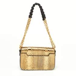 Pre Owned Tom Ford Gold Python and Leather Medium Natalia Chain Shoulder Bag