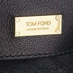 Pre Owned Tom Ford Black Suede Front Zip Shoulder Bag