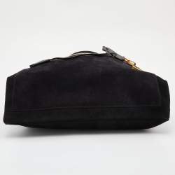 Pre Owned Tom Ford Black Suede Front Zip Shoulder Bag