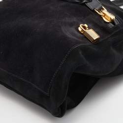 Pre Owned Tom Ford Black Suede Front Zip Shoulder Bag