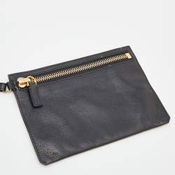 Pre Owned Tom Ford Black Suede Front Zip Shoulder Bag