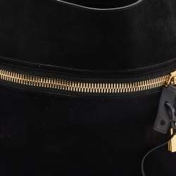 Pre Owned Tom Ford Black Suede Front Zip Shoulder Bag