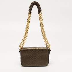 Tom Ford Grey/Gold Shimmer Python Mini Natalia Shoulder Bag