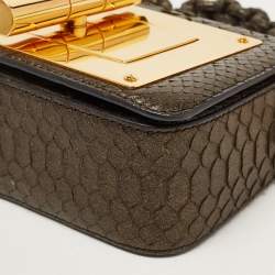 Tom Ford Grey/Gold Shimmer Python Mini Natalia Shoulder Bag