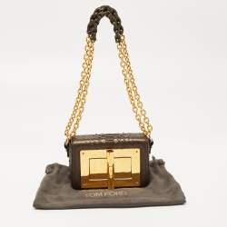 Tom Ford Grey/Gold Shimmer Python Mini Natalia Shoulder Bag
