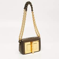 Tom Ford Grey/Gold Shimmer Python Mini Natalia Shoulder Bag