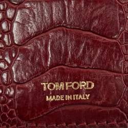 Pre Owned Tom Ford Red Ostrich Leg Skin Card Holder