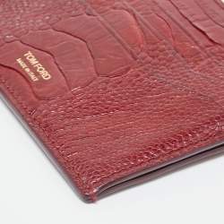 Pre Owned Tom Ford Red Ostrich Leg Skin Card Holder