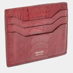 Pre Owned Tom Ford Red Ostrich Leg Skin Card Holder