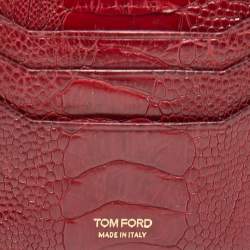 Pre Owned Tom Ford Red Ostrich Leg Skin Card Holder