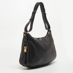 Pre Owned Tom Ford Black Leather Zip Around Shoulder Bag