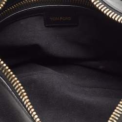 Pre Owned Tom Ford Black Leather Zip Around Shoulder Bag