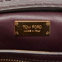 Pre Owned Tom Ford Dark Burgundy Watersnake Leather Small Natalia Shoulder Bag