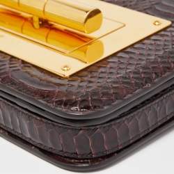 Pre Owned Tom Ford Dark Burgundy Watersnake Leather Small Natalia Shoulder Bag