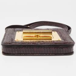 Pre Owned Tom Ford Dark Burgundy Watersnake Leather Small Natalia Shoulder Bag