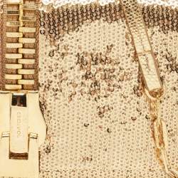 Pre Owned Tom Ford Gold Sequins and Karung Leather Mini Zip Embellished Shoulder Bag 