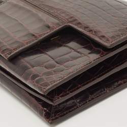 Tom Ford Dark Burgundy Crocodile TF Flap Top Handle Bag