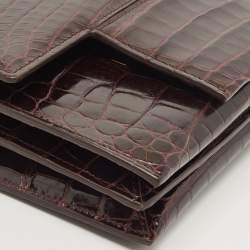 Tom Ford Dark Burgundy Crocodile TF Flap Top Handle Bag