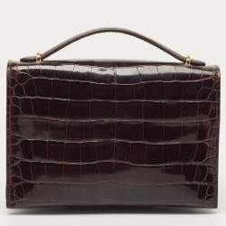 Tom Ford Dark Burgundy Crocodile TF Flap Top Handle Bag