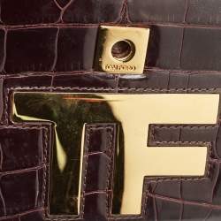 Tom Ford Dark Burgundy Crocodile TF Flap Top Handle Bag
