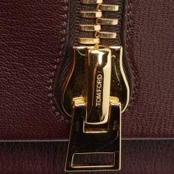 Pre Owned Tom Ford Dark Burgundy Leather Sedgwick Zip Clutch Bag
