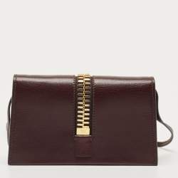 Pre Owned Tom Ford Dark Burgundy Leather Sedgwick Zip Clutch Bag